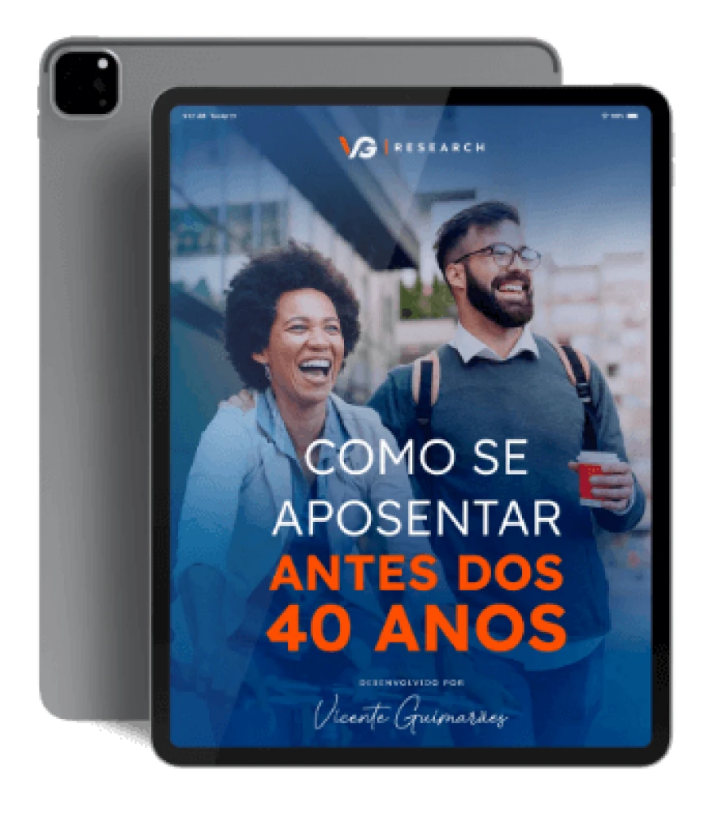 E-book Como se aposentar antes dos 40 anos exibido em um tablet